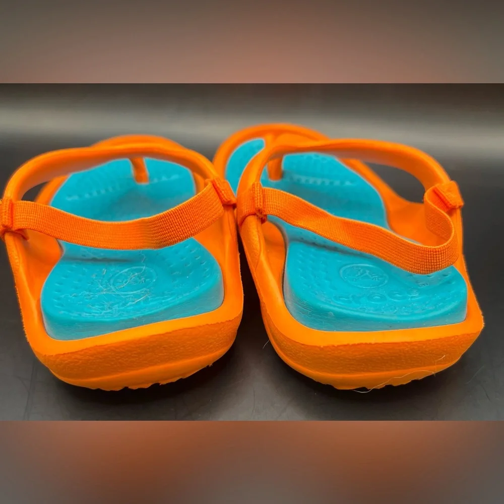 Crocs Kids Orange and Blue Sandals- Size:8/9,‎ Pre- Owned